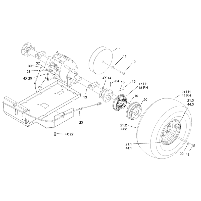 Rear Tire and Transaxle Assembly