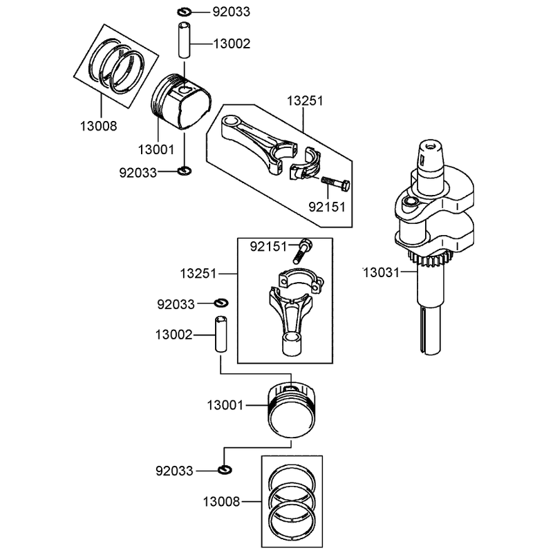 Piston Crankshaft Assembly Kawasaki FH541V-AS27