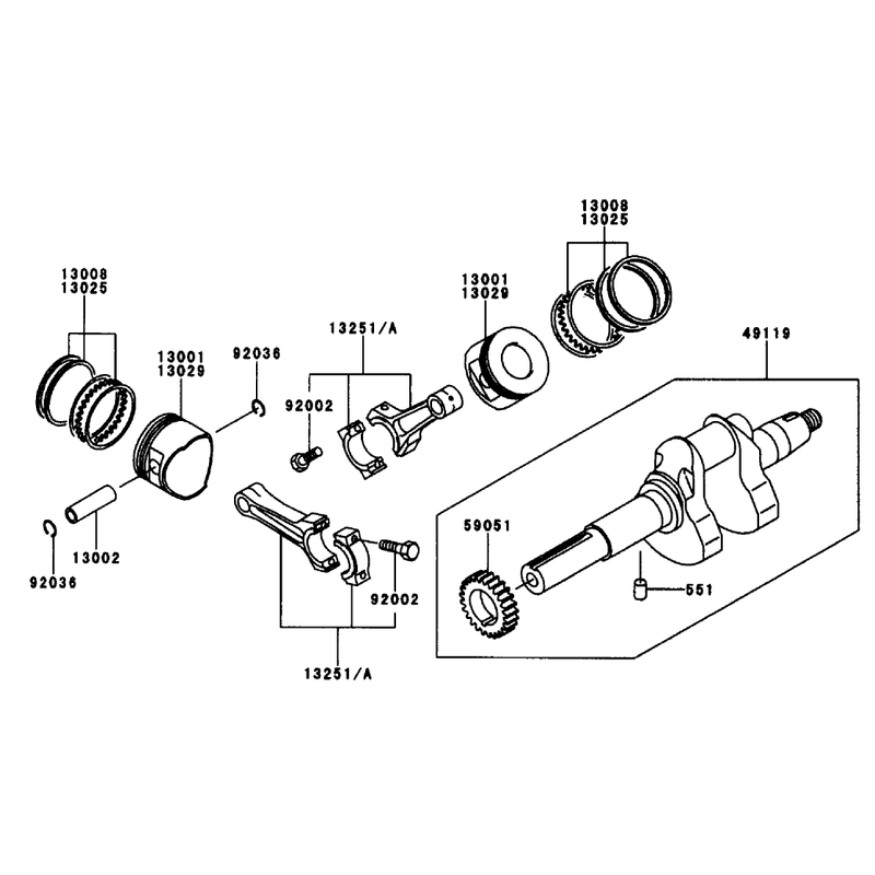 Pistoncrankshaft Kawasaki Fd661d-S03