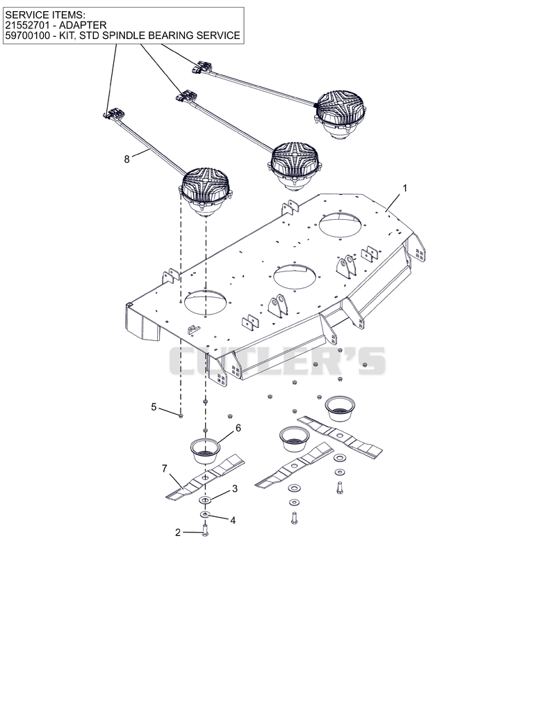 Deck, Blades and Spindle Motors - 52" - SD