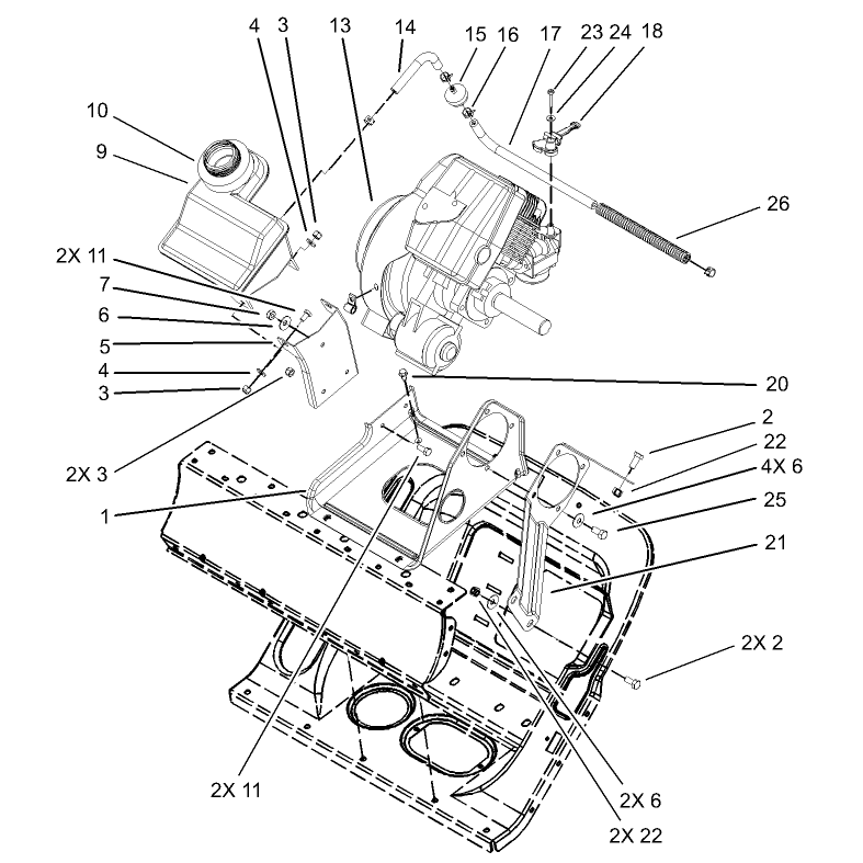 Engine and Frame Assembly