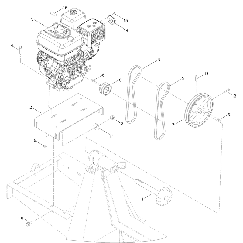 Engine and Belt Assembly
