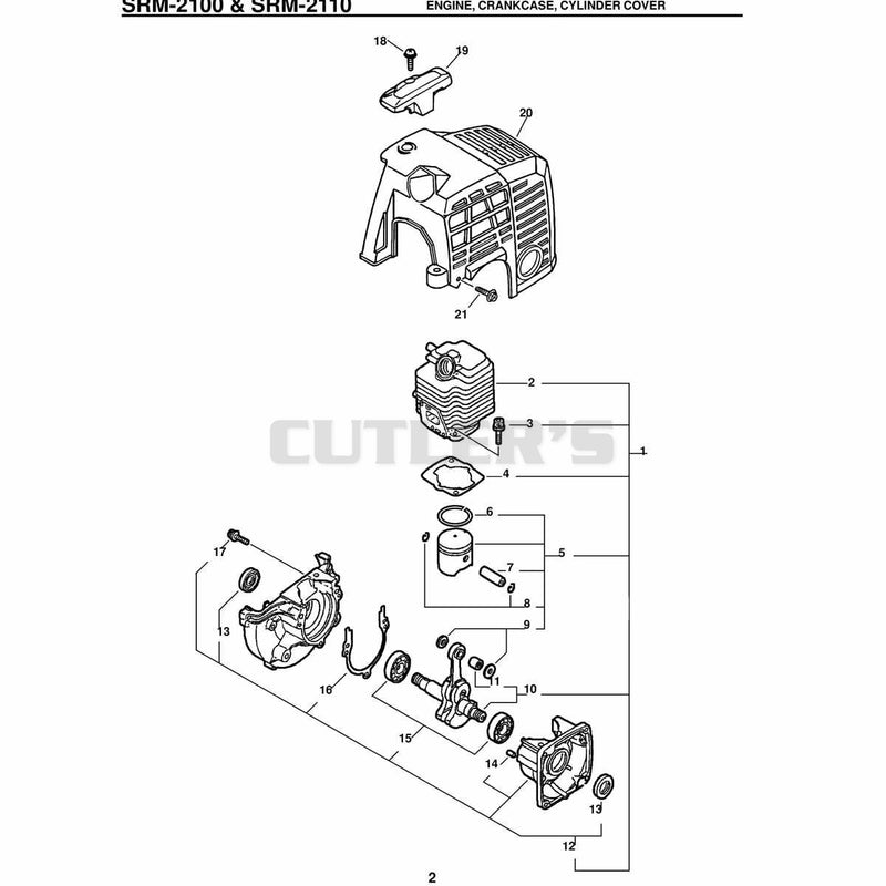 & Srm-2110 Engine, Crankcase, Cylinder Cover