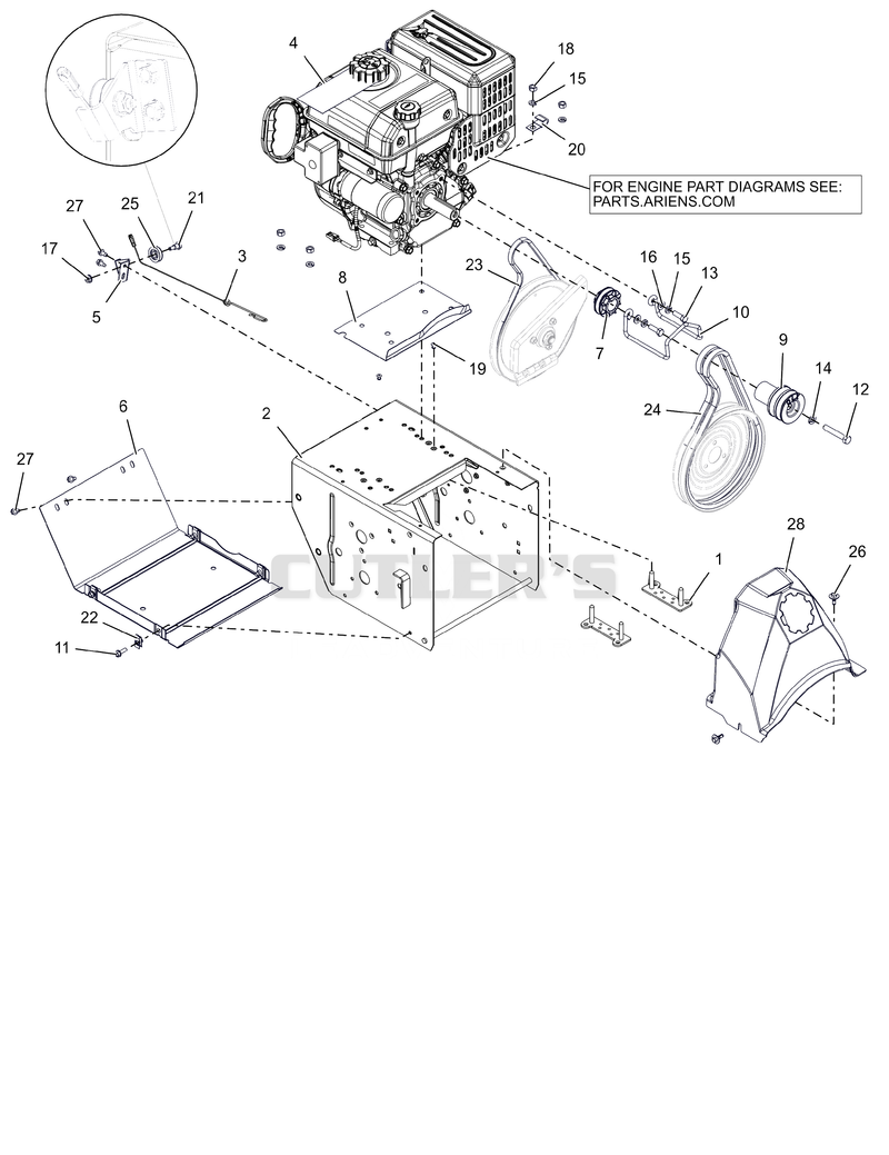 Engine, Frame and Belt Drive