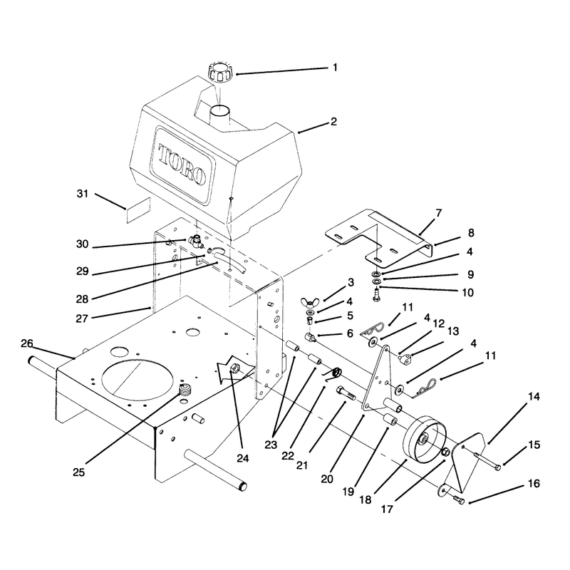 Frame Fuel Tank and Wheel Drive Idler