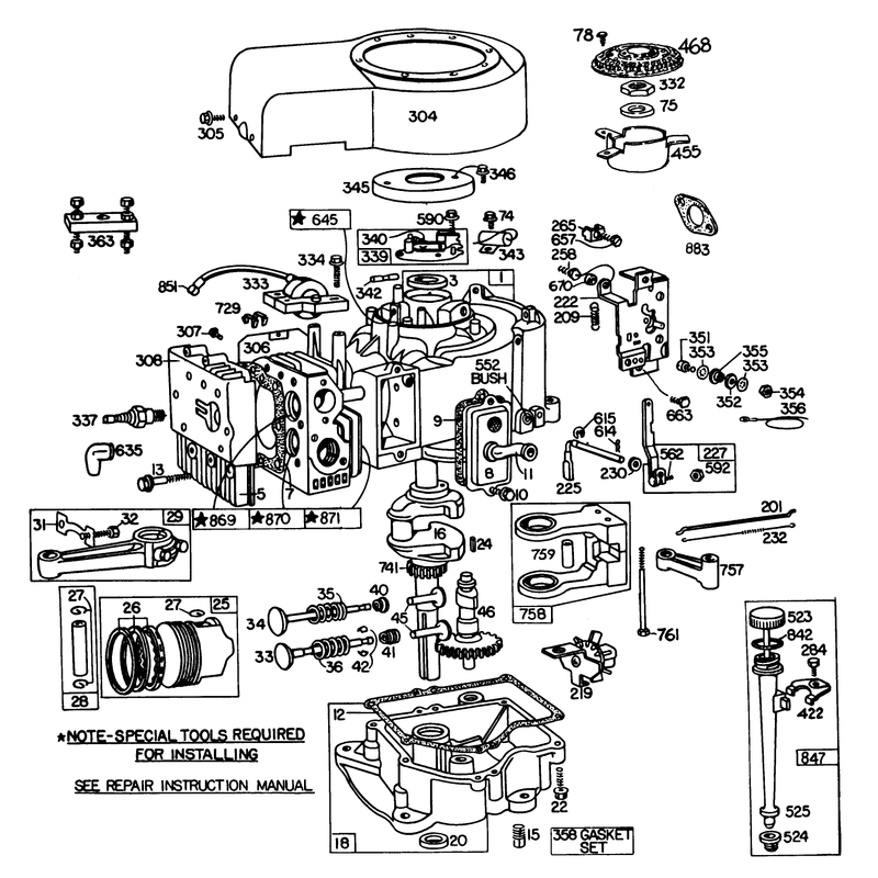 Engine Briggs & Stratton Model 252707-0223-01, Engine Briggs & Stratton Model 252707-0177-01 (model 57360)