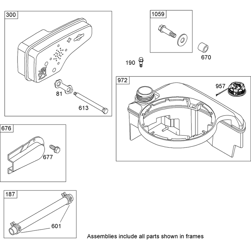 Muffler and Fuel Tank Assembly Briggs and Stratton 126T02-0206-B1