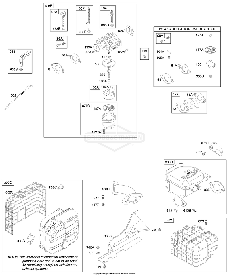 Carburetor, Exhaust System, Kit - Carburetor Overhaul