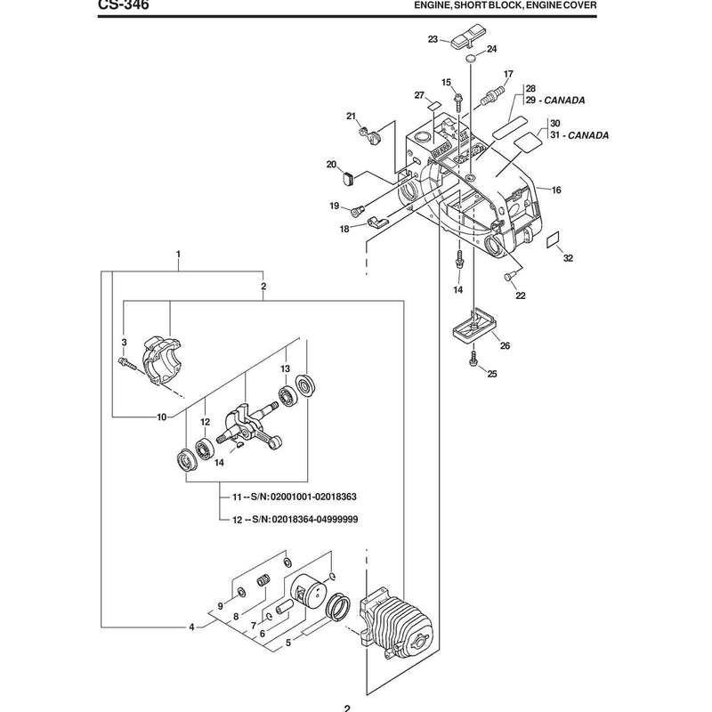 ENGINE, SHORT BLOCK, ENGINE COVER