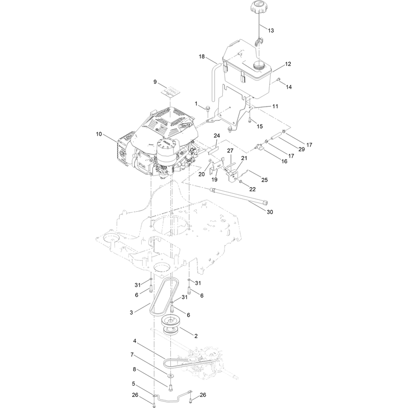 Engine and Fuel Tank Assembly