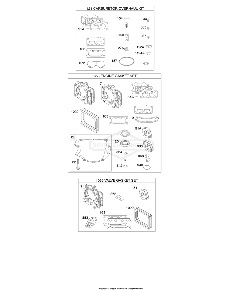 Engine/Valve Gasket Set, Carburetor Overhaul Kit