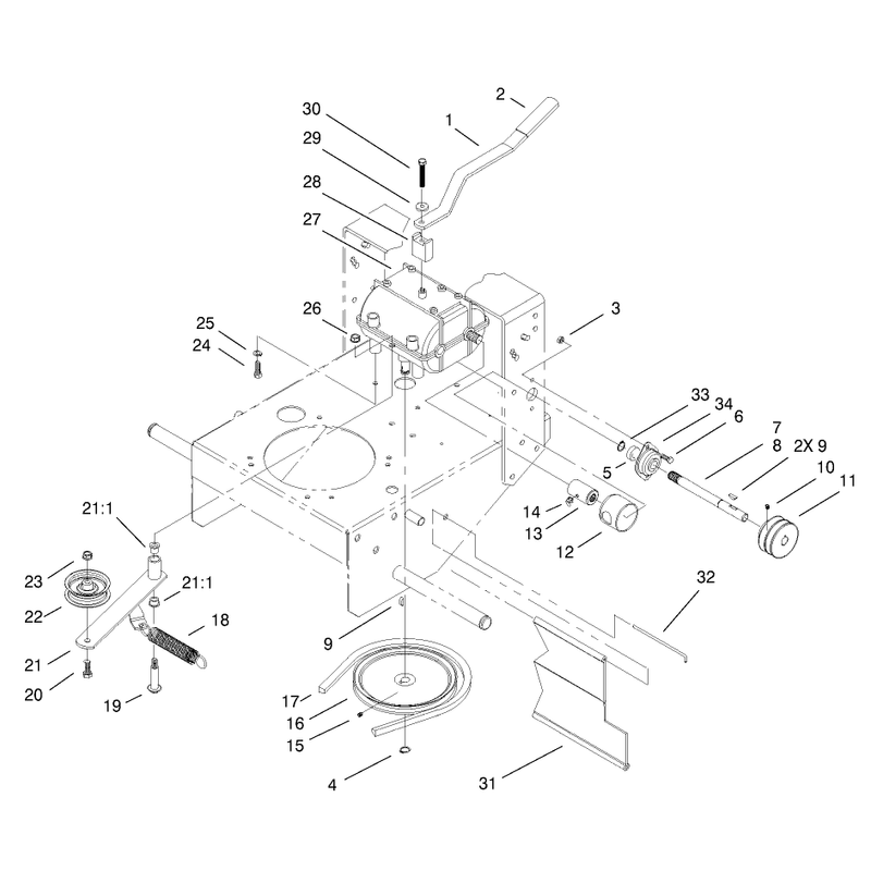 Transmission and Idler Pulley Assembly