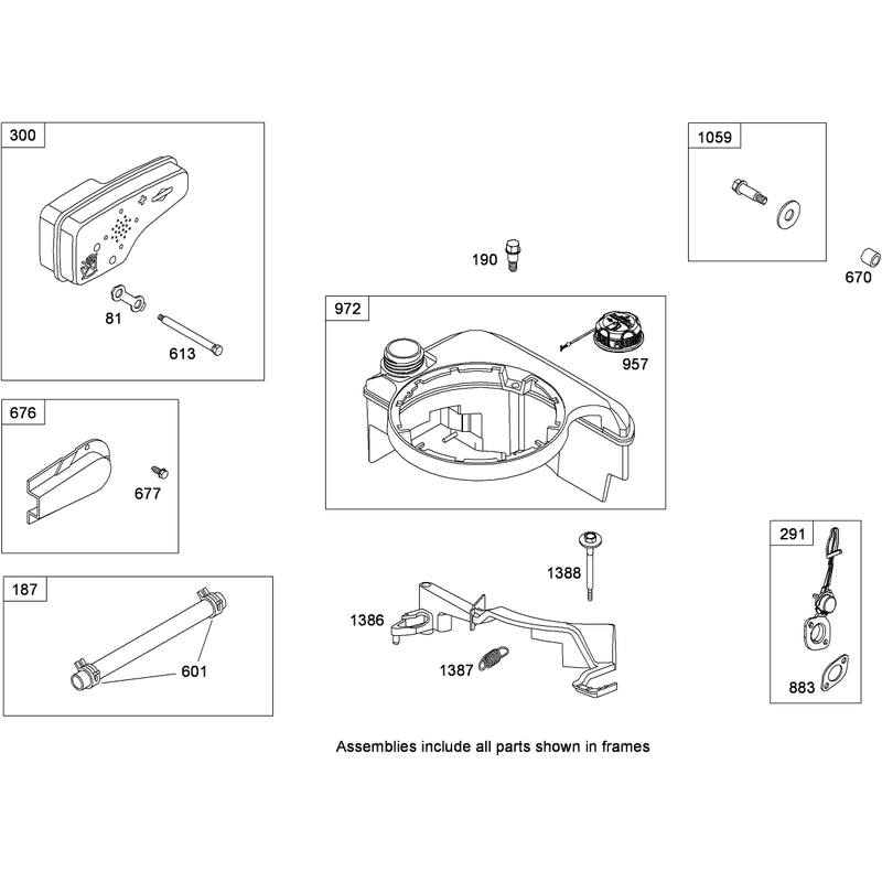 Muffler and Fuel Tank Assembly Briggs and Stratton 126T02-0216-B1