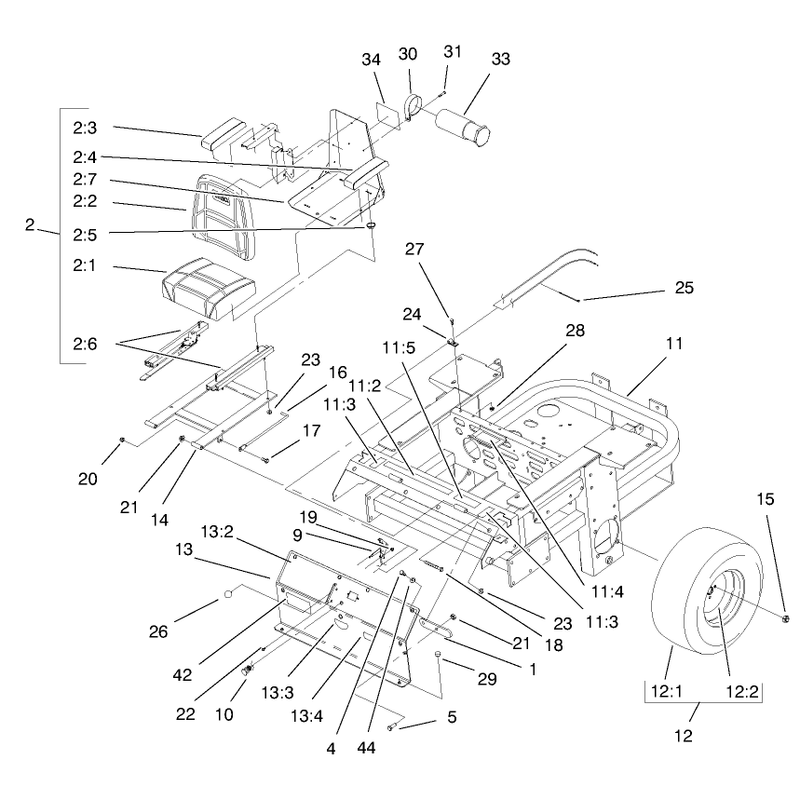 Rear Frame and Wheel Assembly