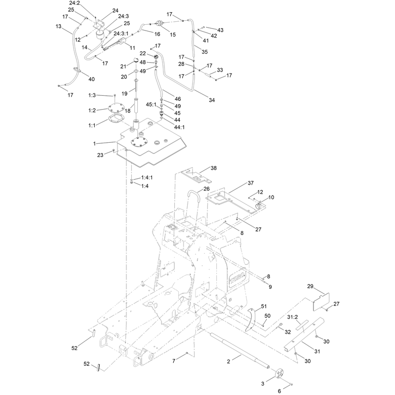 Hydraulic Tank and Track Shaft Assembly