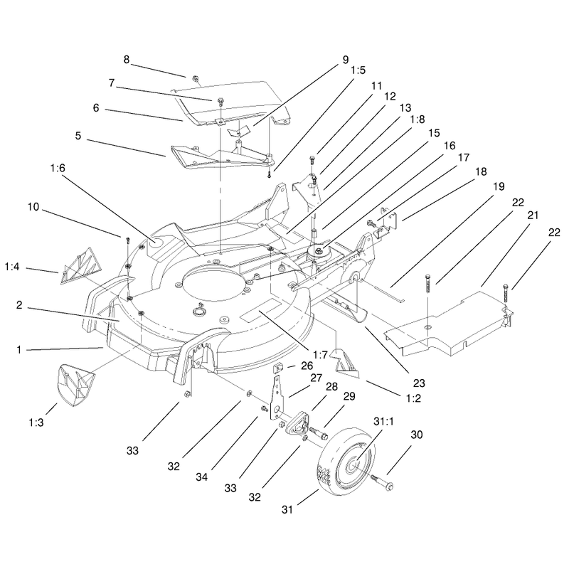 Housing Handle Bracket and Wheel Assembly