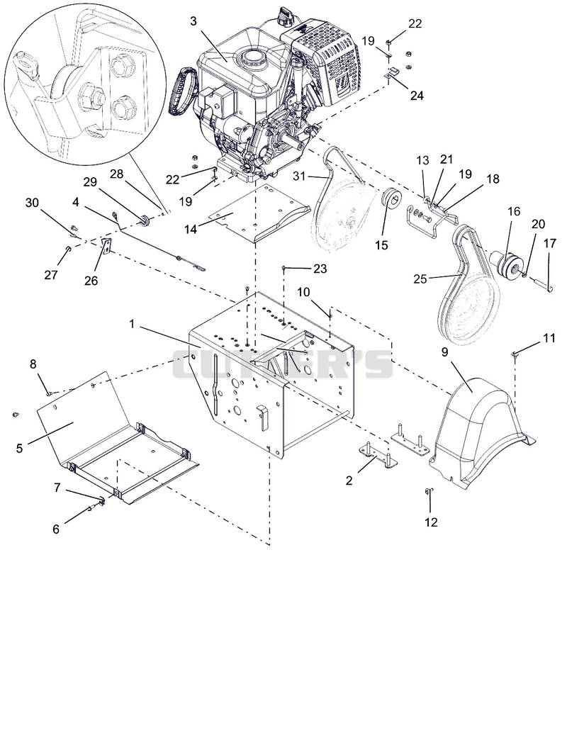 Engine, Frame And Belt Drive - AX 306