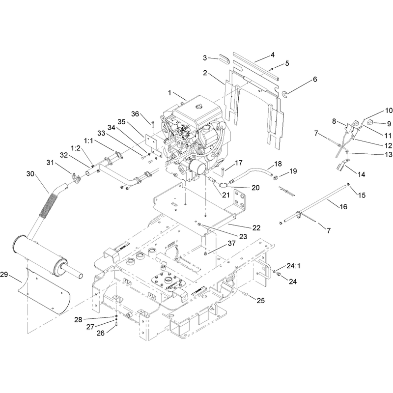 Engine and Mount Assembly