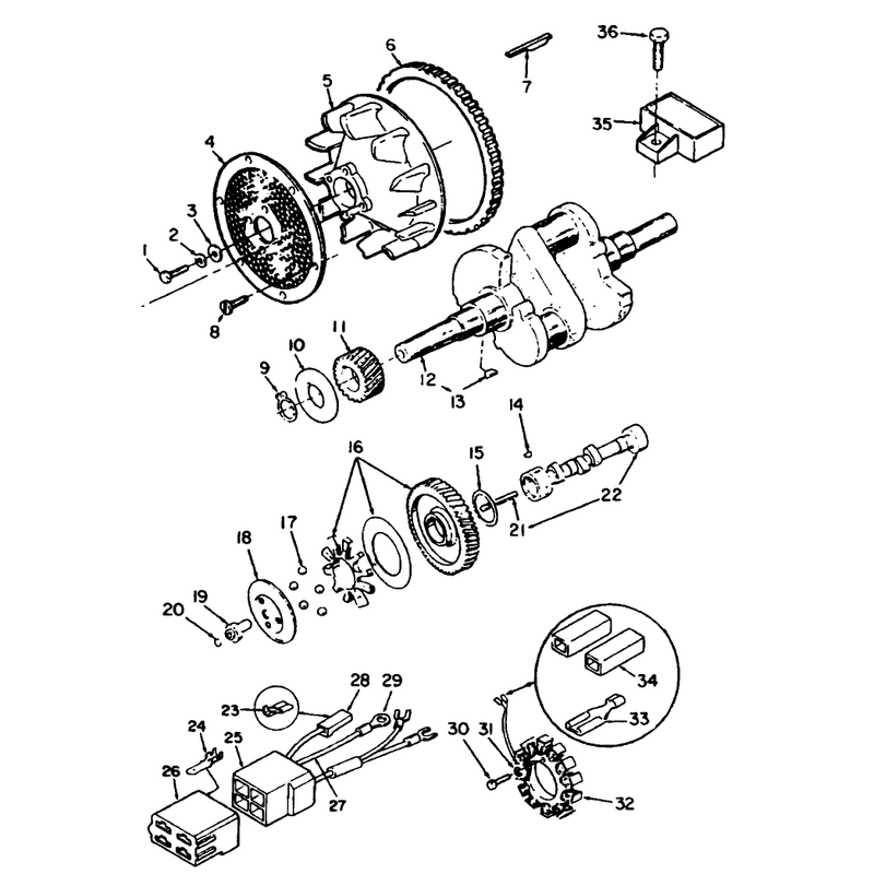 Blower and Crankshaft Onan P220g Type I10808d