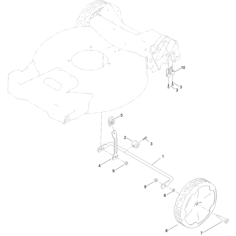 Rear Wheel and Height-of-Cut Assembly