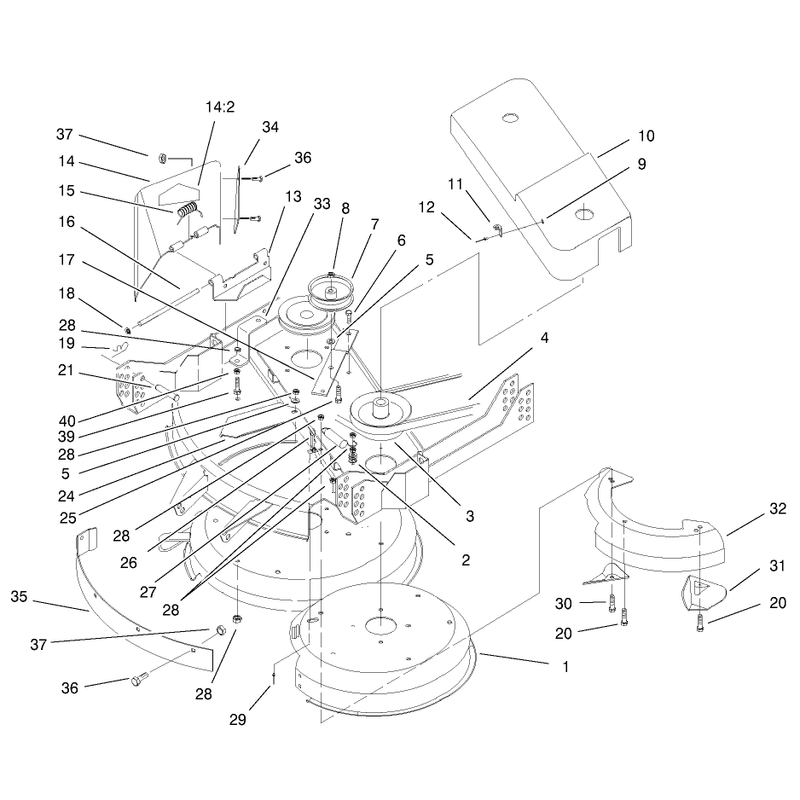 Pulley Deck and Cover Assembly