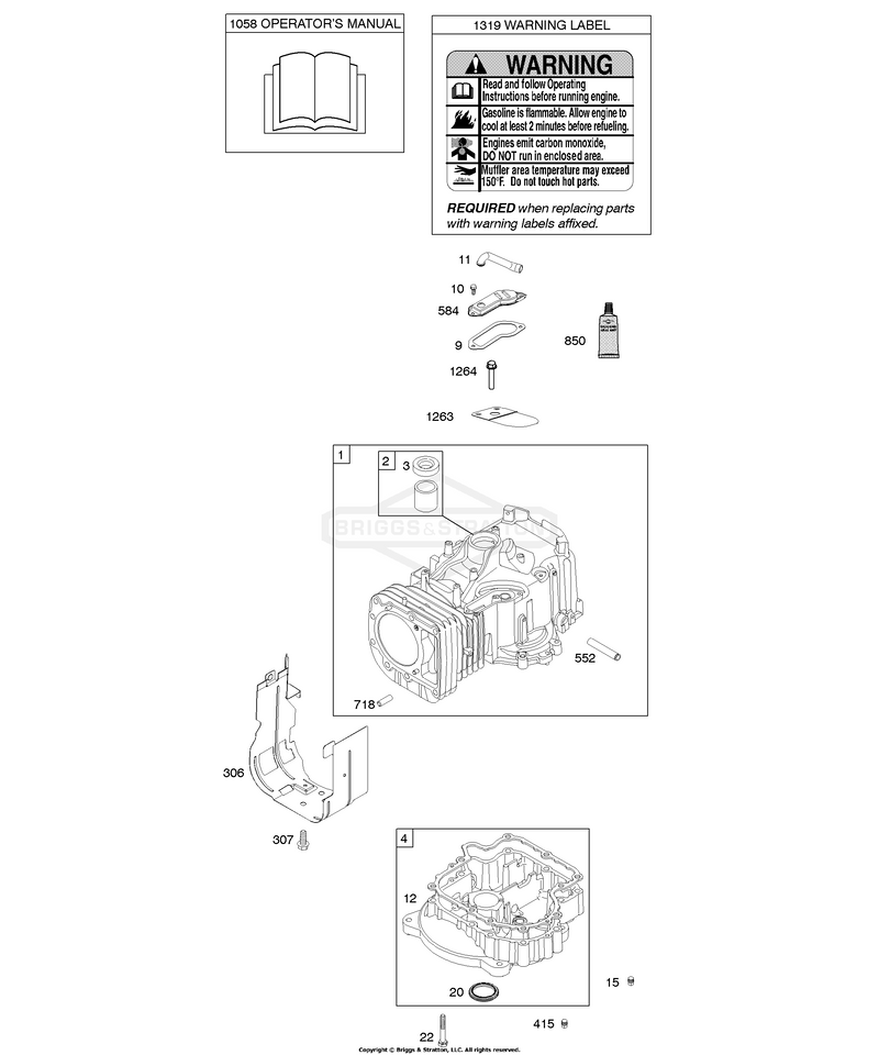 Cylinder, Engine Sump, Operator's Manual, Warning Label