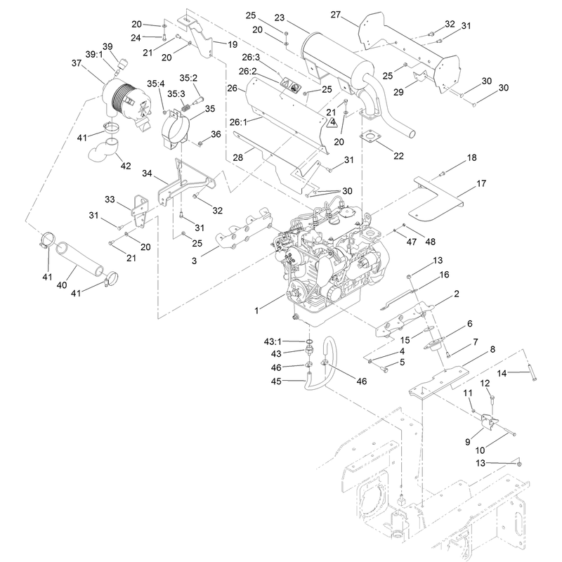 Engine Muffler and Air Cleaner Assembly