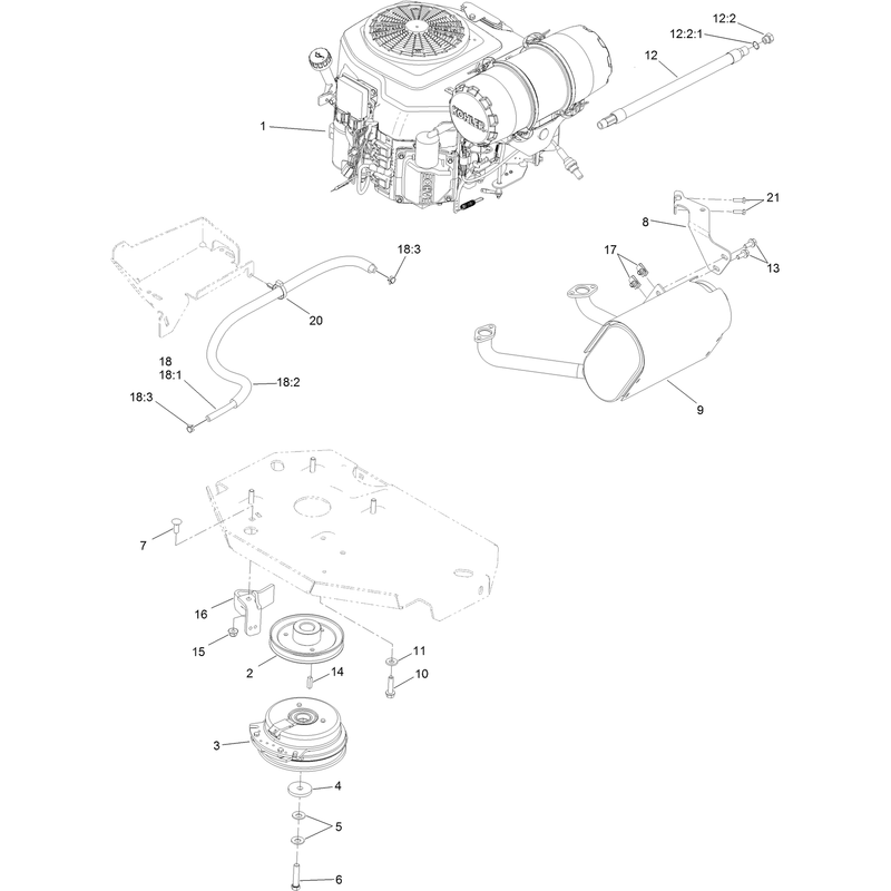 Engine, Clutch and Muffler Assembly