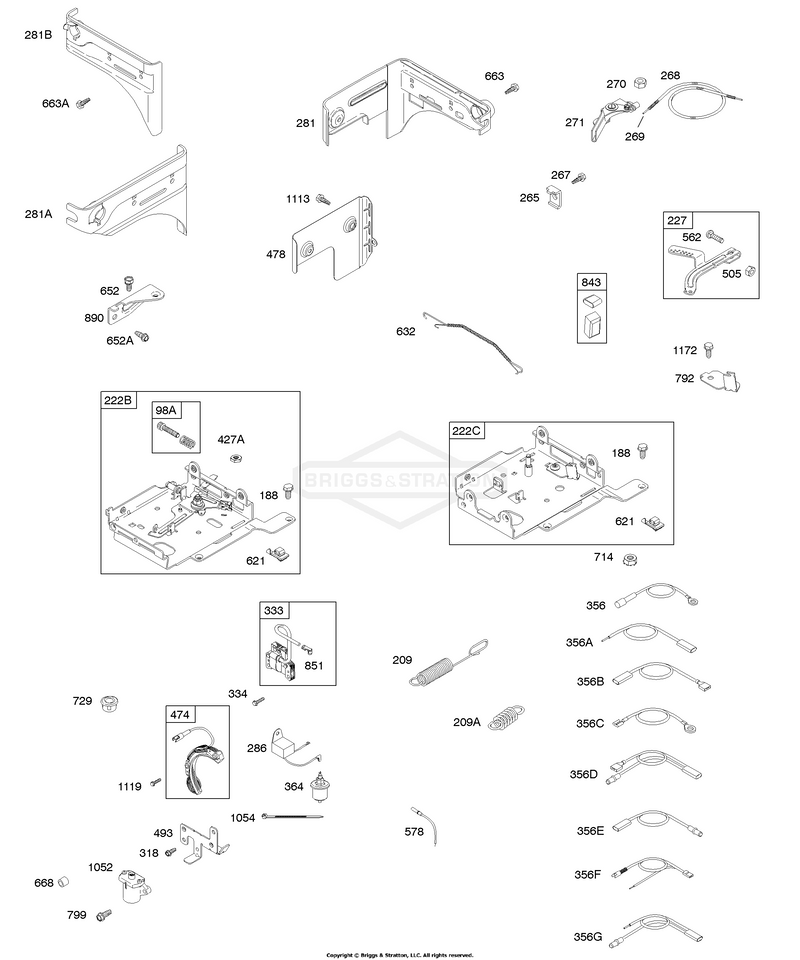 Panels, Controls, Springs, Alternator, Wires