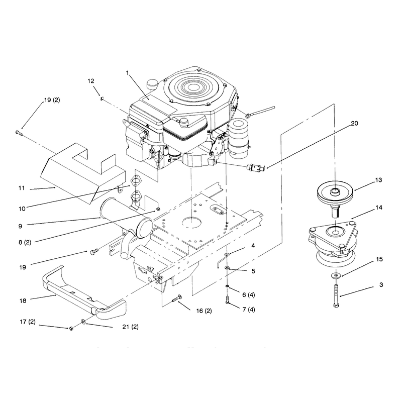 Single Cylinder Engine Muffler and PTO