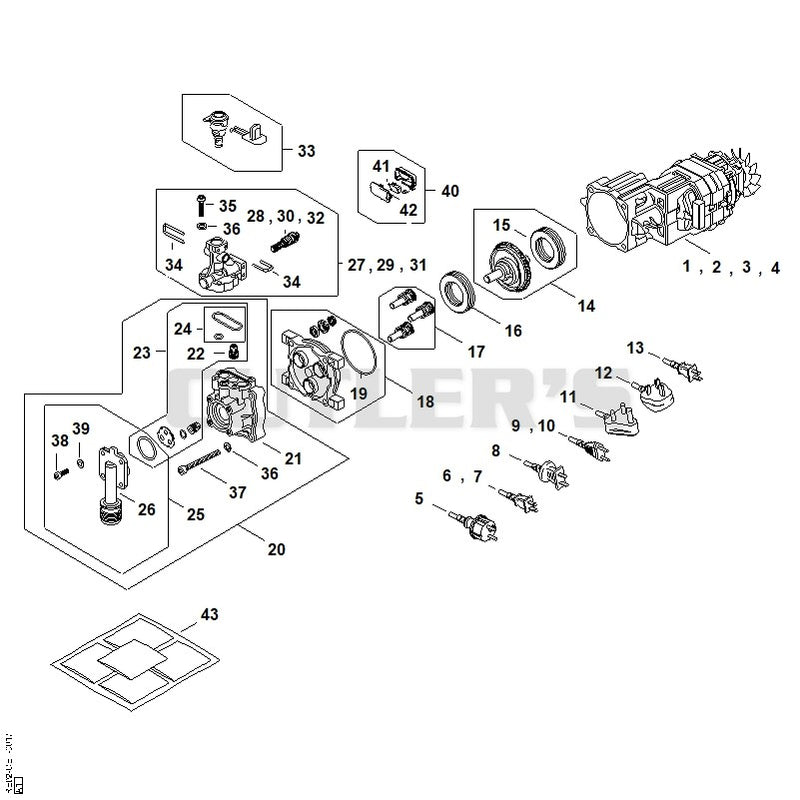Electric motor, Connecting cable, Valve block, Pump