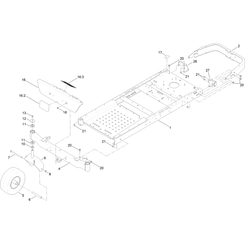 Frame, Front Axle and Caster Wheel Assembly