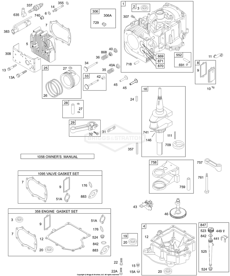Cylinder, Head, Piston/Ring, Crankshaft,Counterweight, Sump, Oil, Gasket Sets, Cam