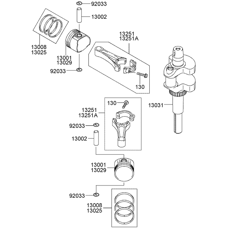 Piston Crankshaft Assembly Kawasaki FH381V-AS27