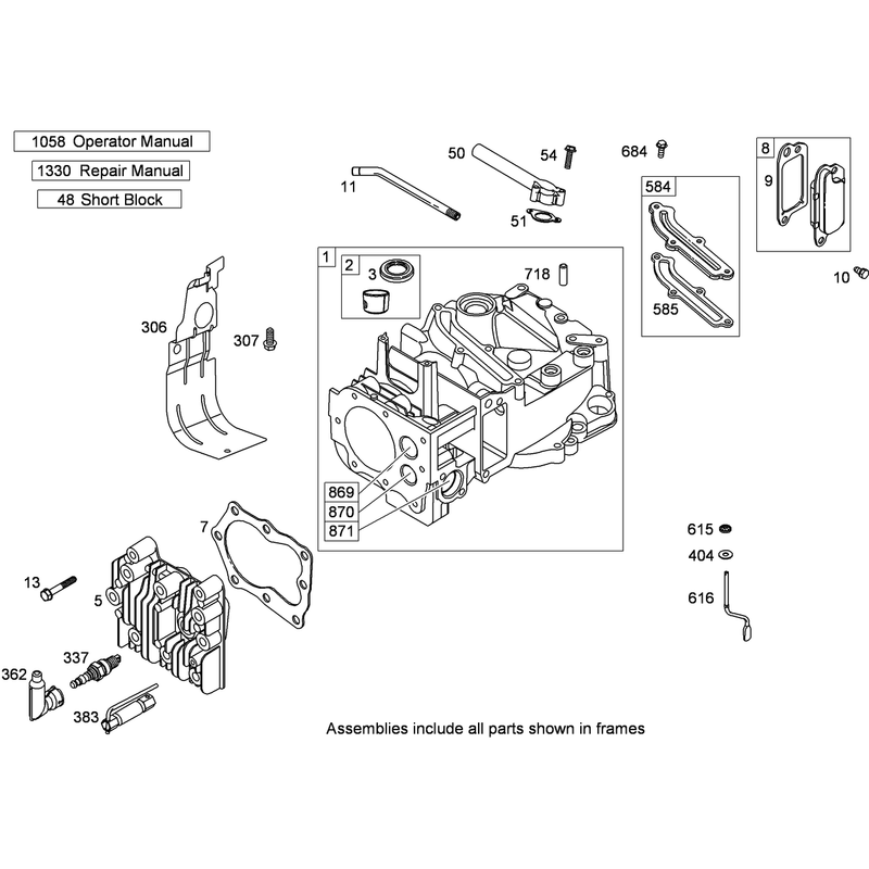 Cylinder Assembly Briggs and Stratton 122T02-2059-B1