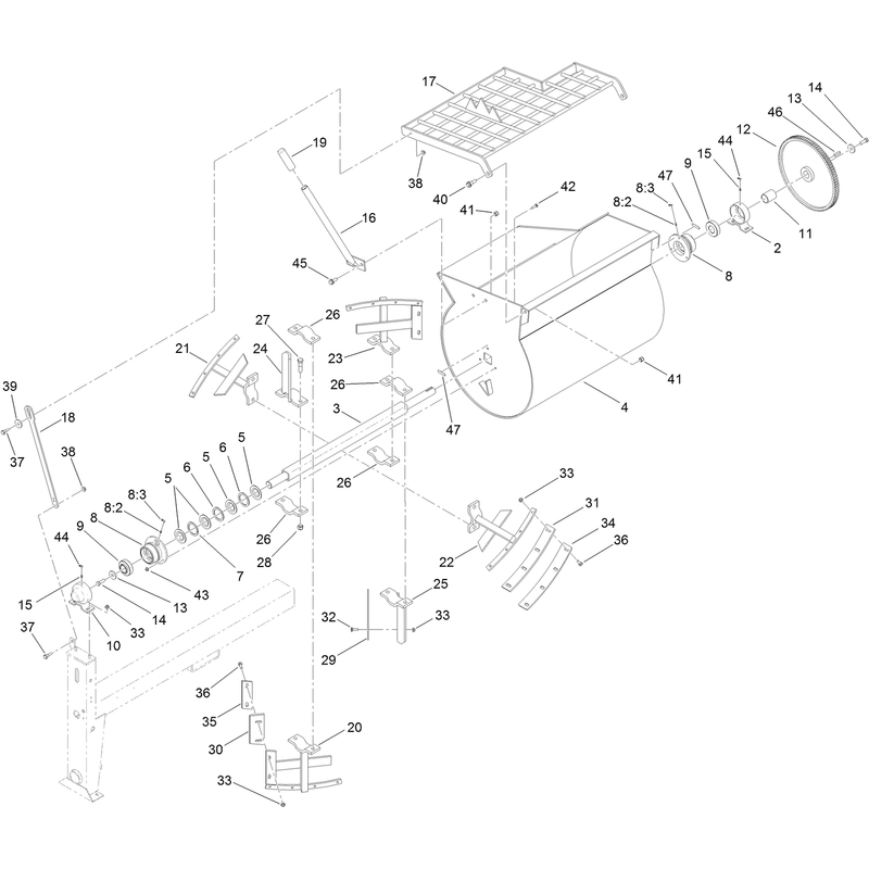 Drum Paddle and Bearing Assembly