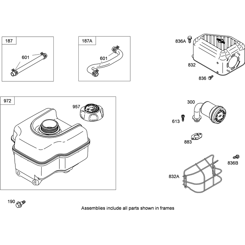 Muffler and Fuel Tank Assembly Briggs and Stratton 126302-0321-B8