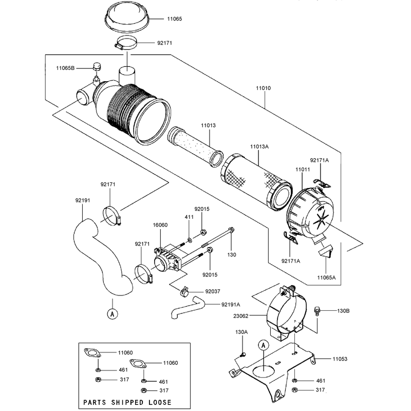 Air FilterMuffler Assembly Kawasaki FH721D-AS08