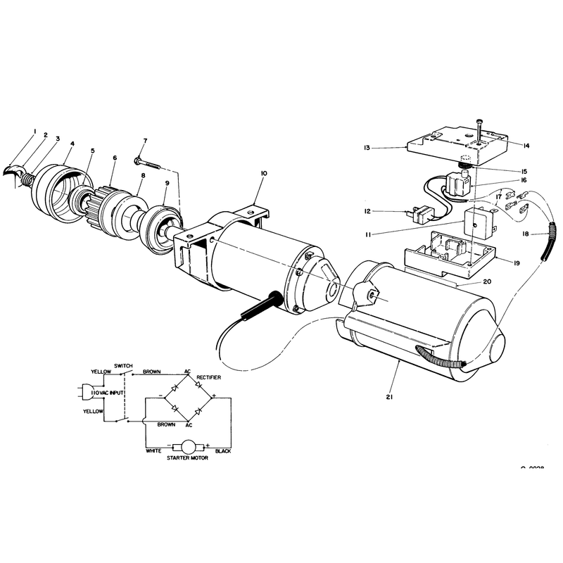 Starter Motor & Switch Housing Assembly