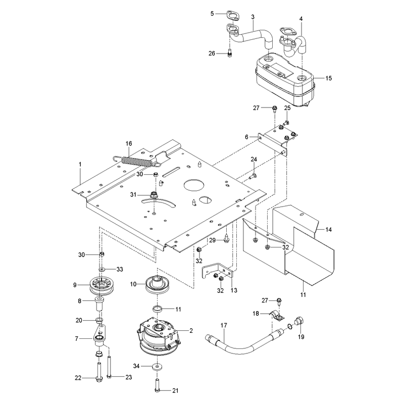 ENGINE MOUNTING, GUARDS & MUFFLER