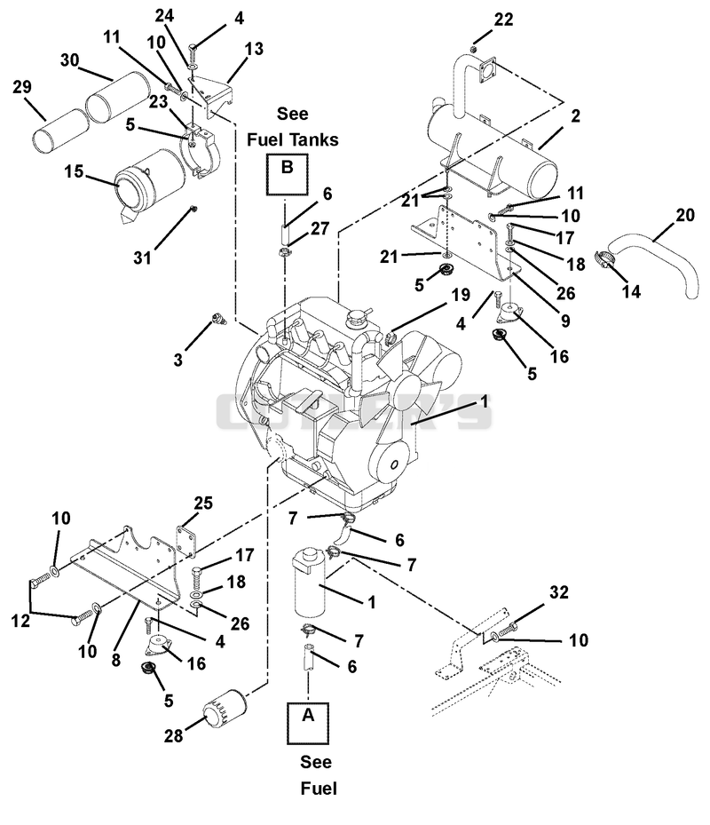 Engine, Muffler & Air Filter