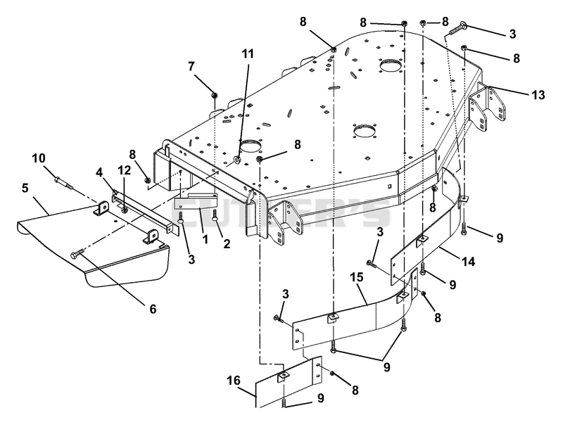Deck, Discharge Chute And Baffles