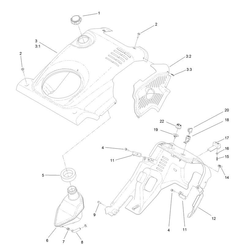 Shroud and Fuel Tank Assembly