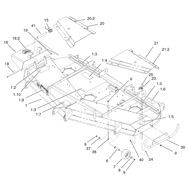 Deck Deflector and Roller Assembly