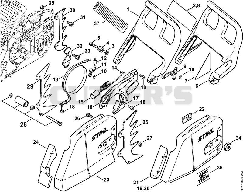 Chain brake, Chain sprocket cover