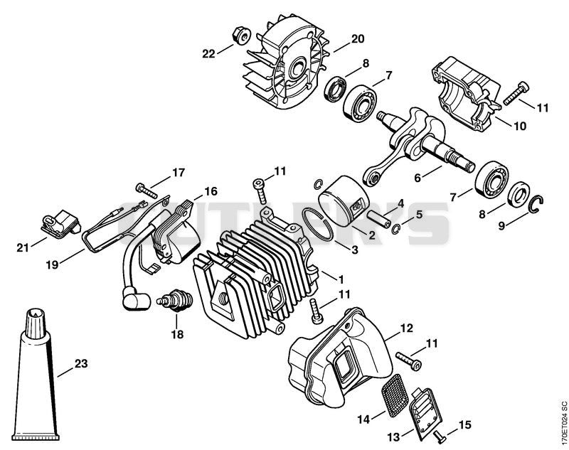Cylinder with piston, Ignition system