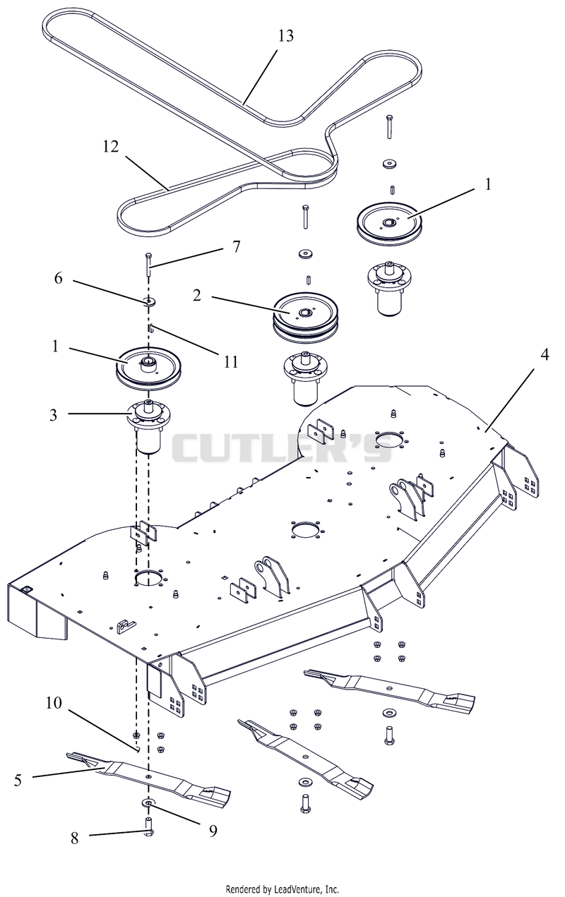Deck, Belts, Blades and Spindles - 60"