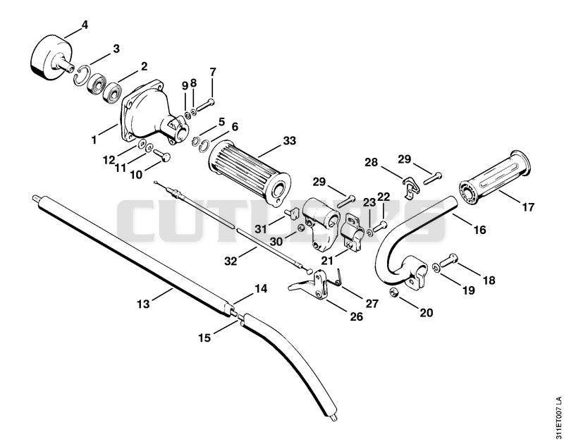Clutch housing, Drive tube assembly