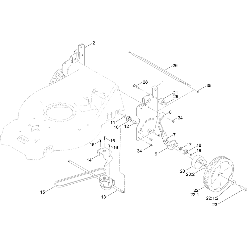 Rear Wheel and Height of Cut Assembly