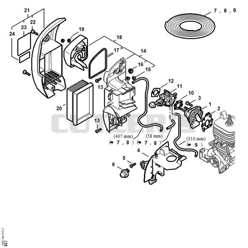 Spacer flange, Air filter